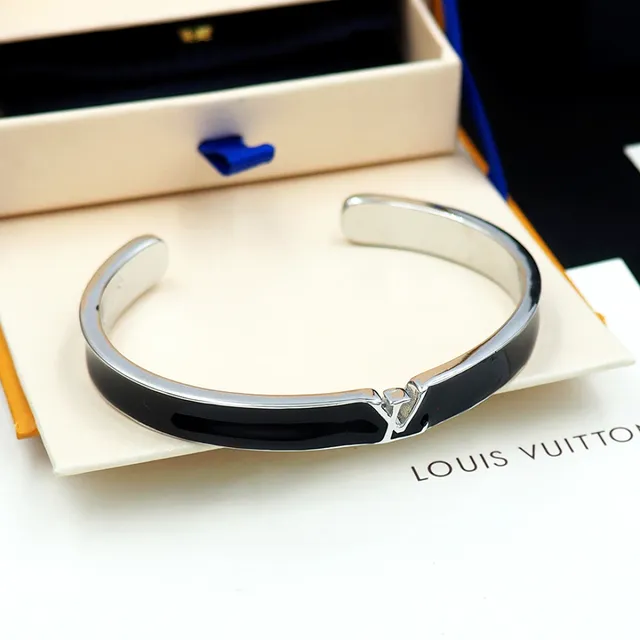 Louis Vuitton Iconic Cuff Black Enamel Gold-Tone Bracelet 9