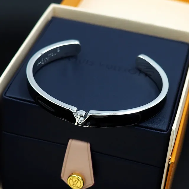 Louis Vuitton Iconic Cuff Black Enamel Gold-Tone Bracelet 10