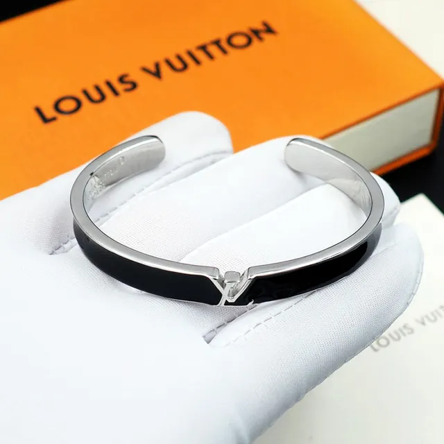Louis Vuitton Iconic Cuff Black Enamel Gold-Tone Bracelet 11
