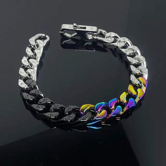 Louis Vuitton Iconic Curb Link Bracelet Triple-Finish Iridescent Metal Bracelet 1