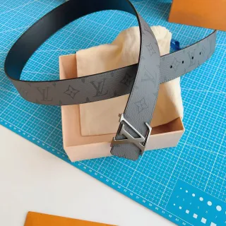 Louis Vuitton Initiales Reversible Gray Monogram Leather Belt