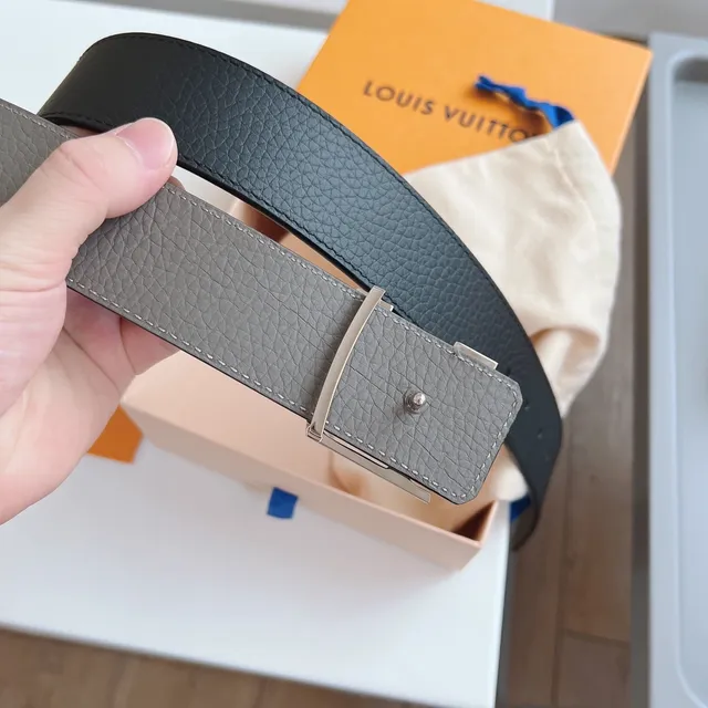 Louis Vuitton Interlocking LV Buckle Pebbled Leather Belt 6