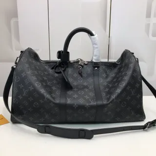 Louis Vuitton Keepall Bandoulière Monogram Eclipse Black Duffle Bag