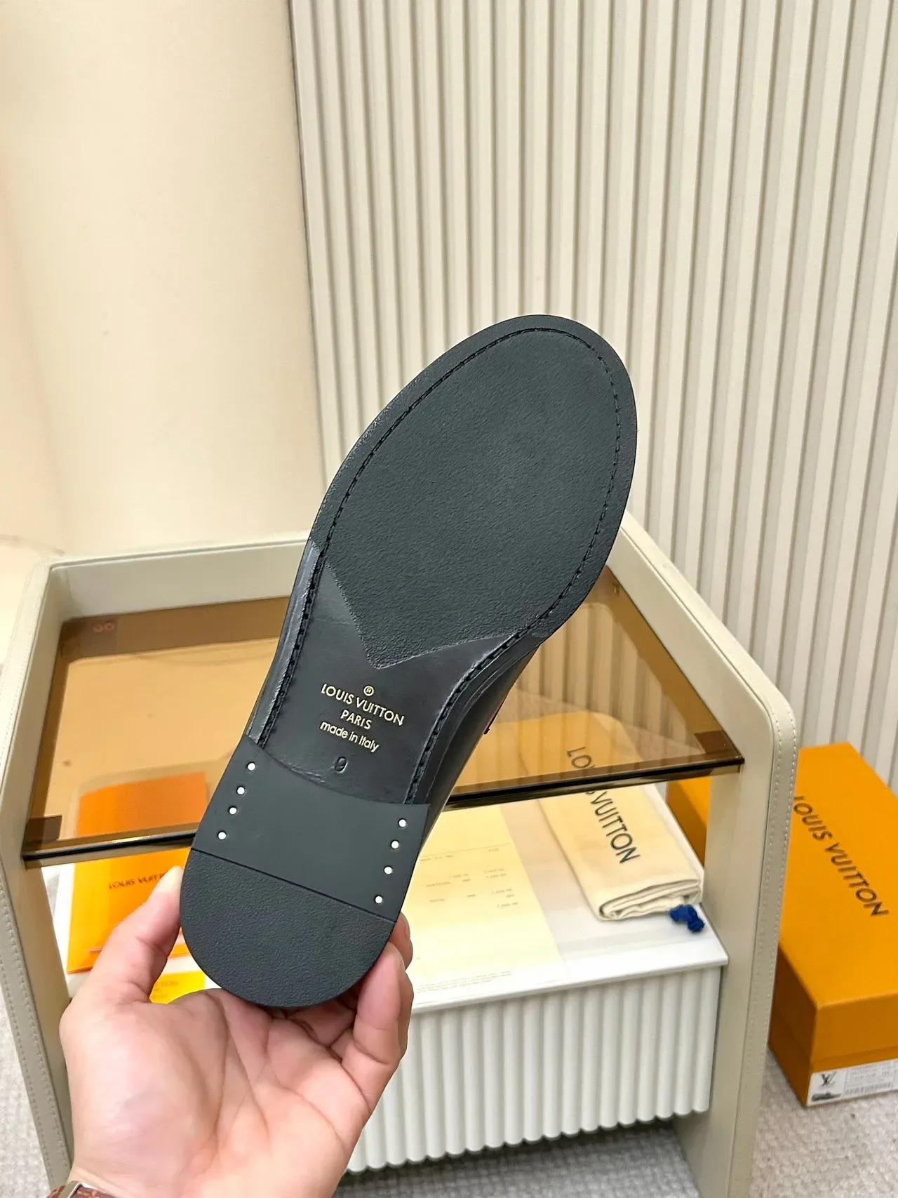 Louis Vuitton Loafer Black Leather Monogram Strap Loafer 2
