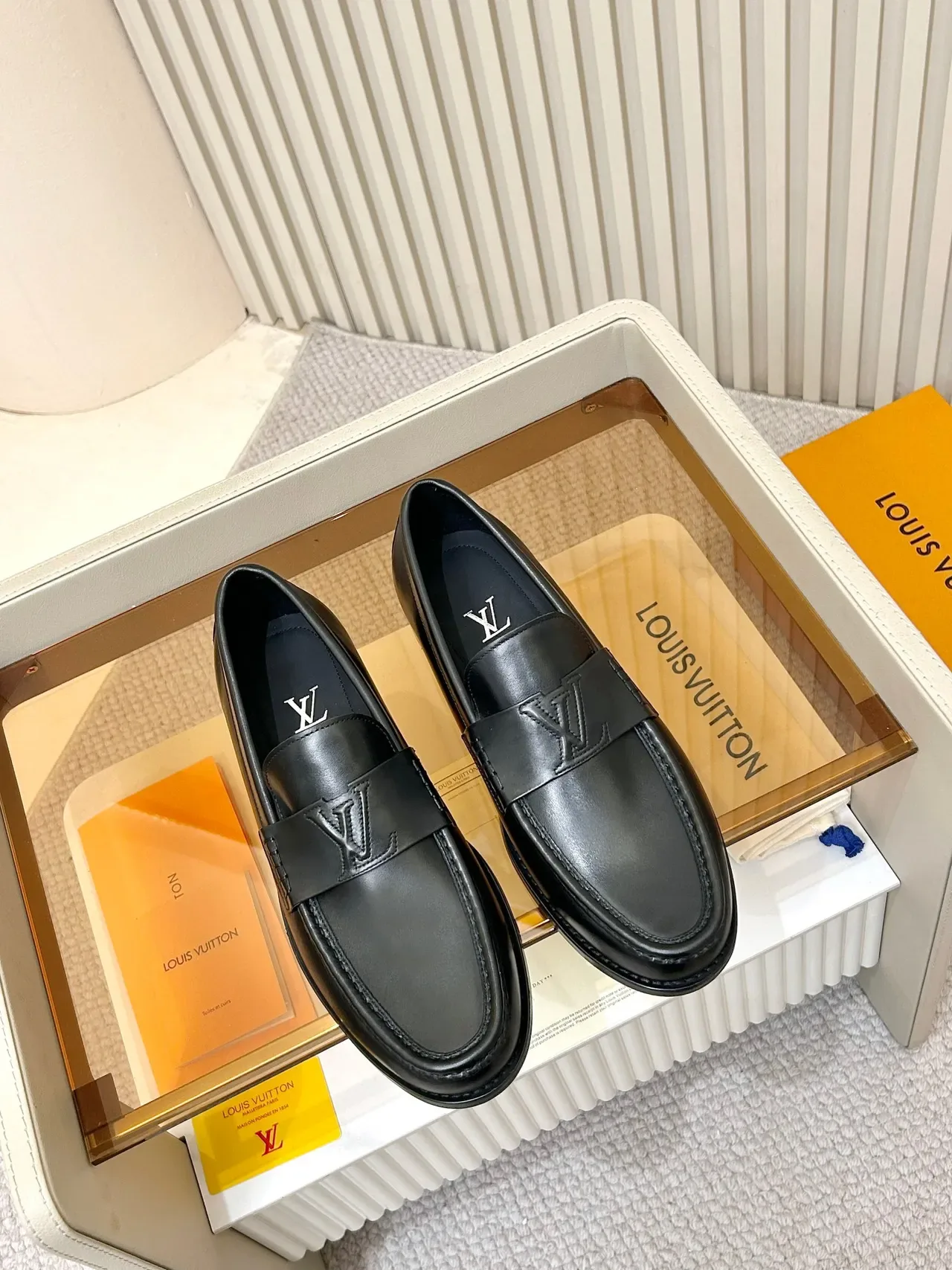Louis Vuitton Loafer Black Leather Monogram Strap Loafer 5