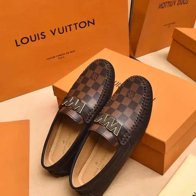 Louis Vuitton Loafer Brown Black Damier Canvas Gold-Tone Monogram Plaque Loafer 3