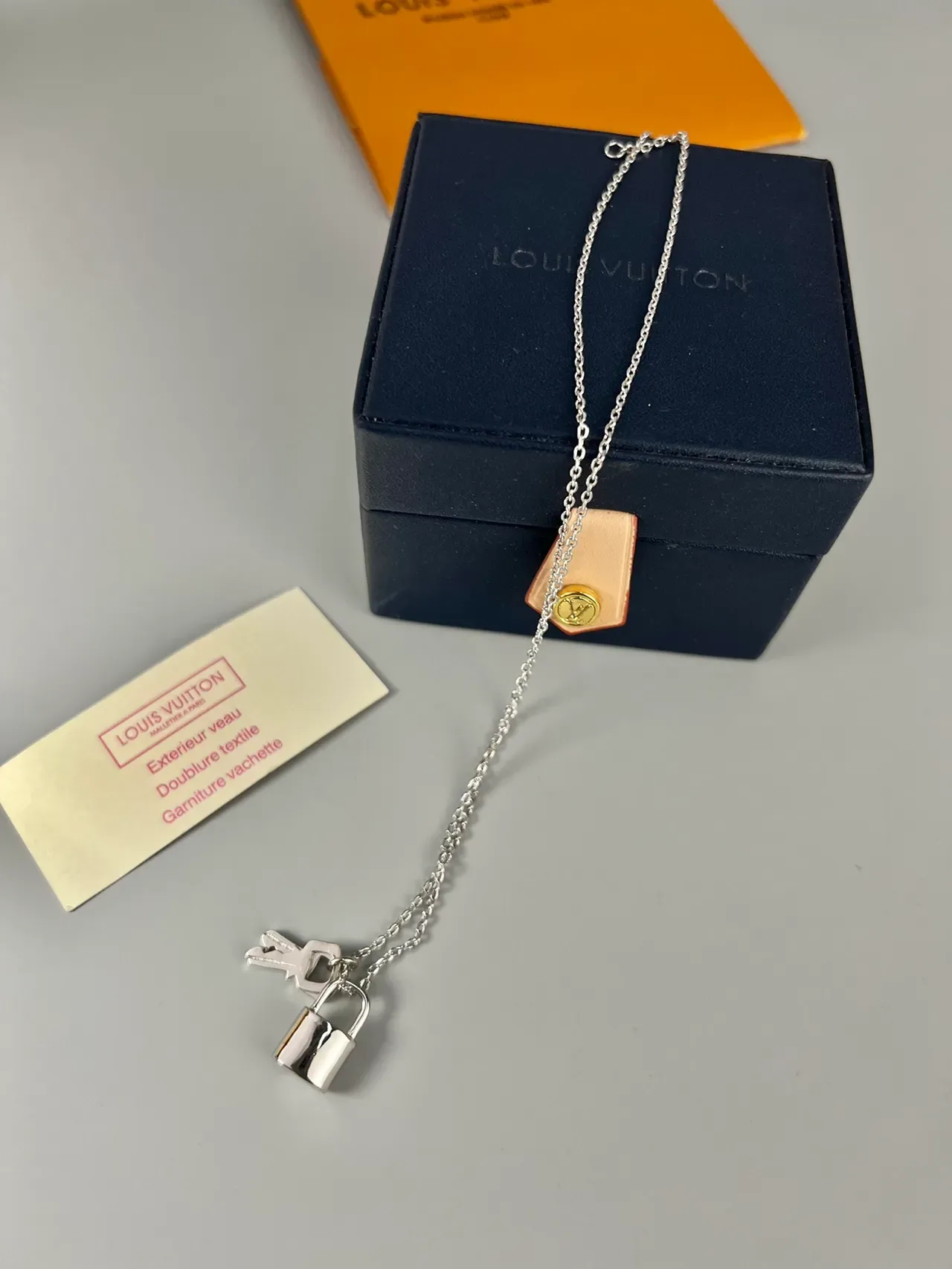 Louis Vuitton Lock and Key Silver Chain Necklace 2
