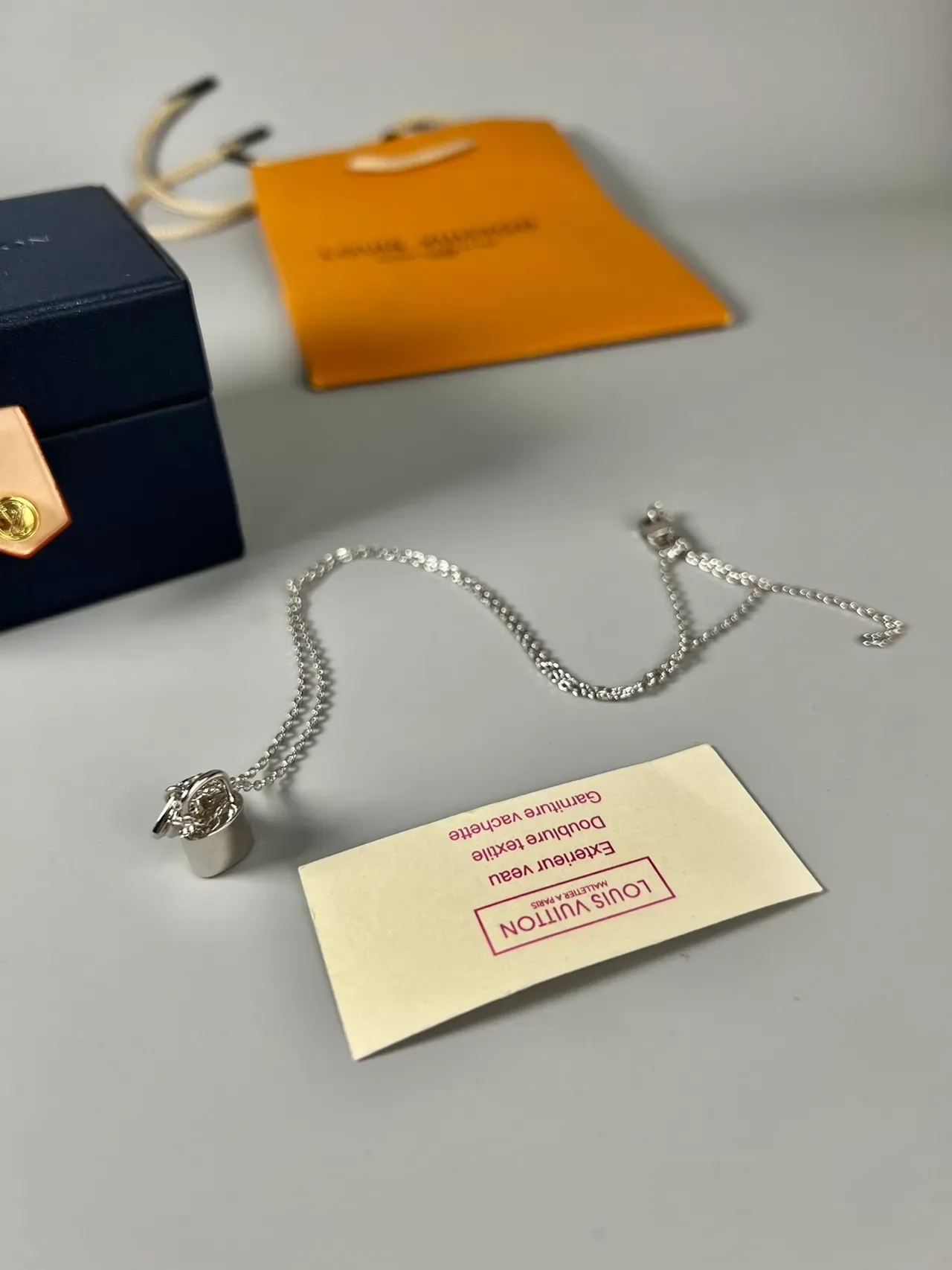 Louis Vuitton Lock and Key Silver Chain Necklace 3