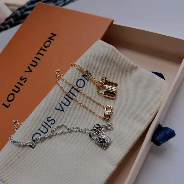 Louis Vuitton Lock & Key Padlock and Key Pendant Necklaces 3