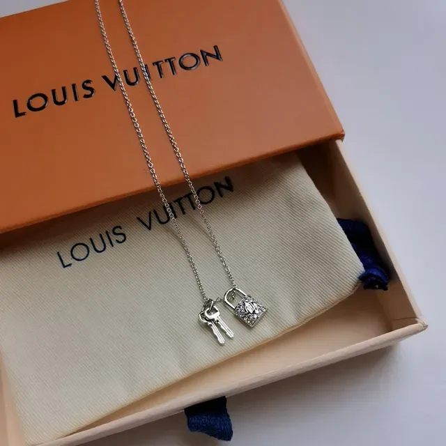 Louis Vuitton Lock & Key Padlock and Key Pendant Necklaces 4