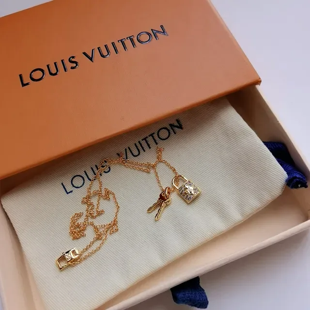 Louis Vuitton Lock & Key Padlock and Key Pendant Necklaces 5