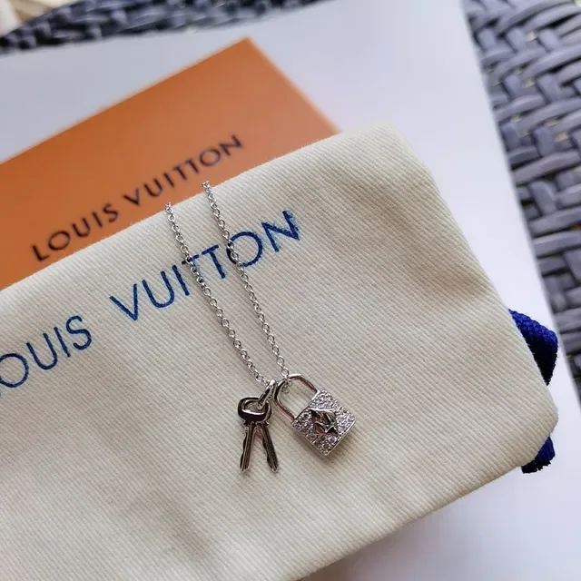Louis Vuitton Lock & Key Padlock and Key Pendant Necklaces 9