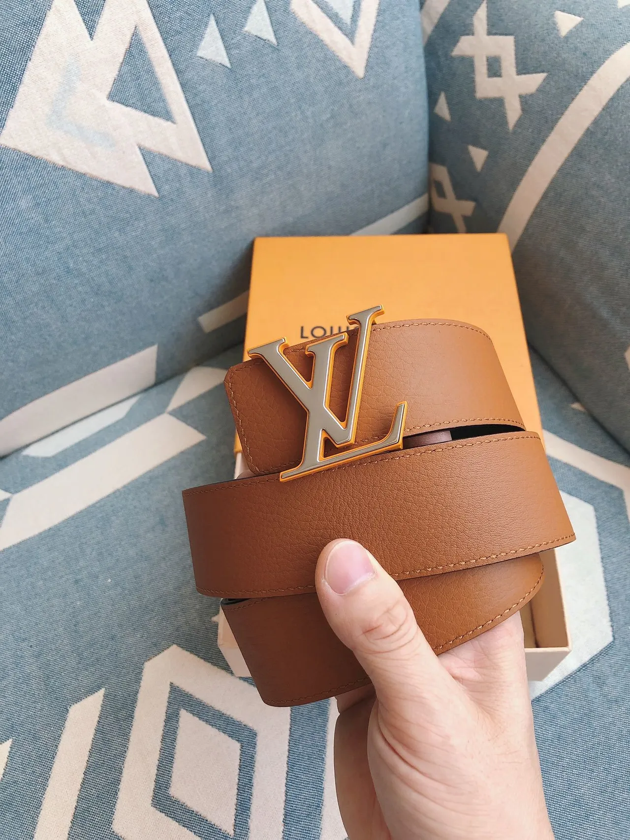 Louis Vuitton LV Belt Tan Leather Belt 7