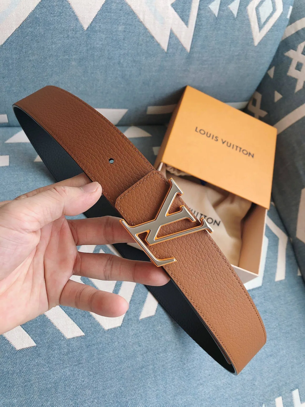 Louis Vuitton LV Belt Tan Leather Belt 8