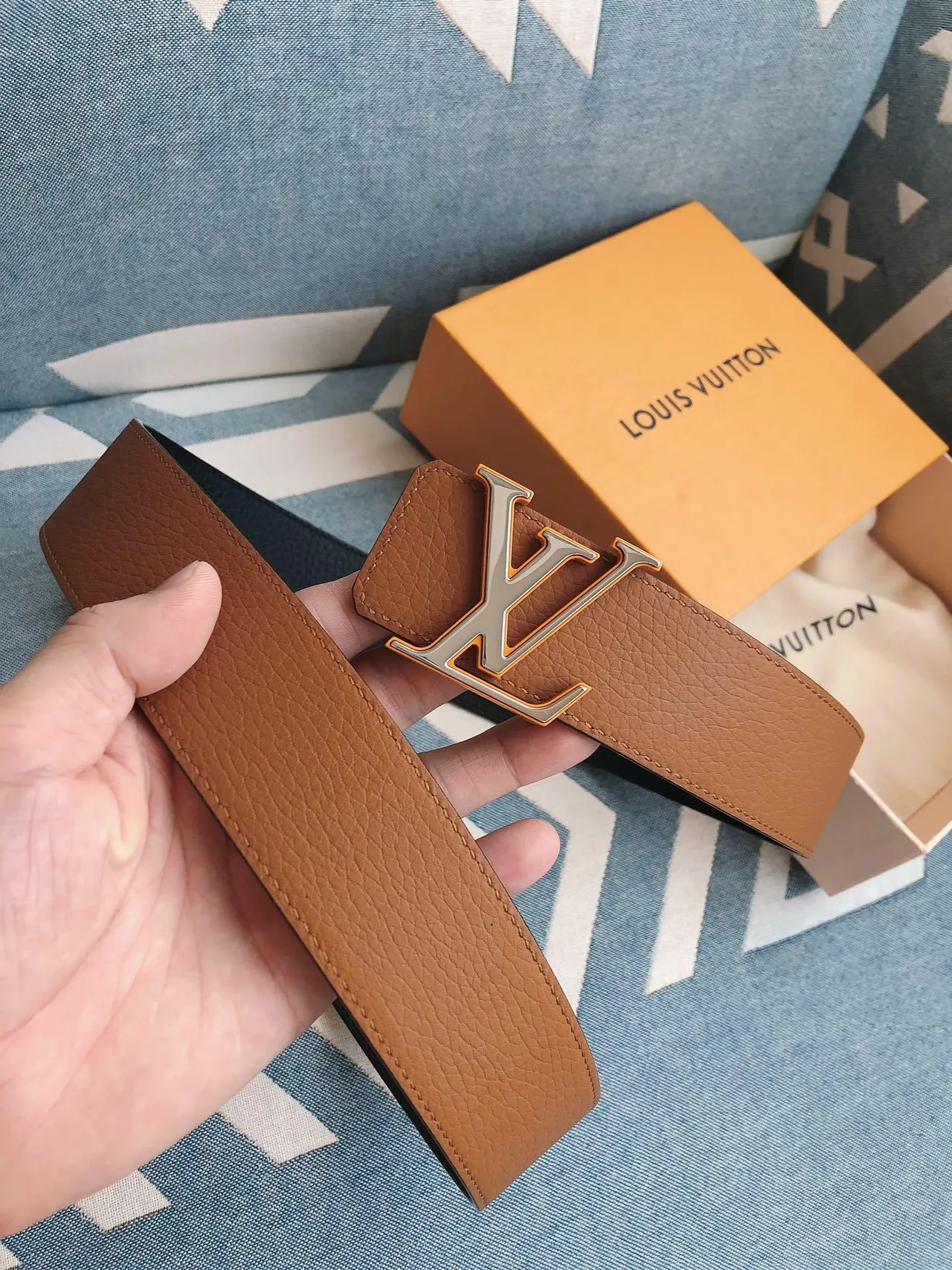 Louis Vuitton LV Belt Tan Leather Belt 9