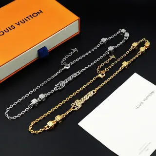 Louis Vuitton LV Chain Gold Silver Monogram Pendant Necklace
