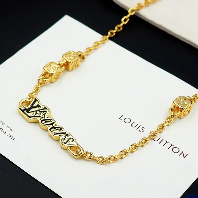Louis Vuitton LV Chain Gold Silver Monogram Pendant Necklace 2