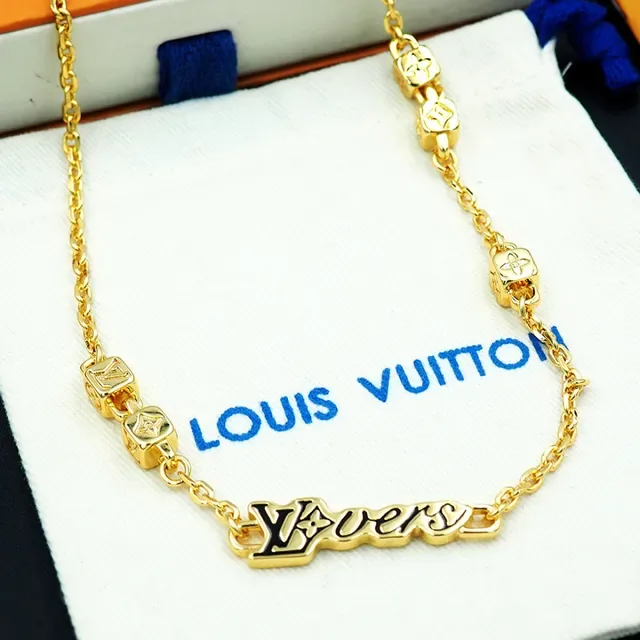 Louis Vuitton LV Chain Gold Silver Monogram Pendant Necklace 3