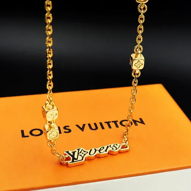 Louis Vuitton LV Chain Gold Silver Monogram Pendant Necklace 4