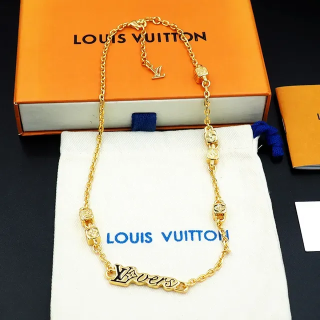 Louis Vuitton LV Chain Gold Silver Monogram Pendant Necklace 7