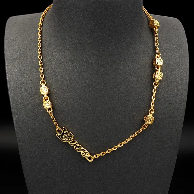Louis Vuitton LV Chain Gold Silver Monogram Pendant Necklace 8