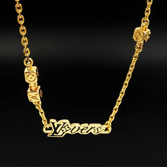 Louis Vuitton LV Chain Gold Silver Monogram Pendant Necklace 11
