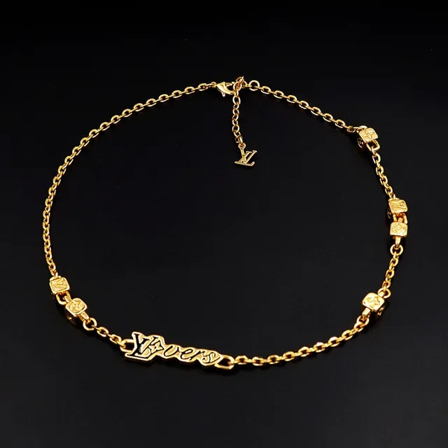 Louis Vuitton LV Chain Gold Silver Monogram Pendant Necklace 12