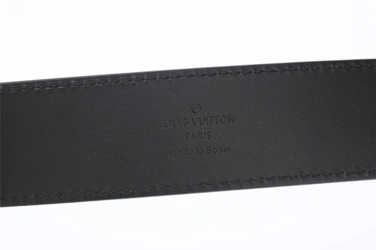 Louis Vuitton LV Circle Black Pebbled Leather Belt 8