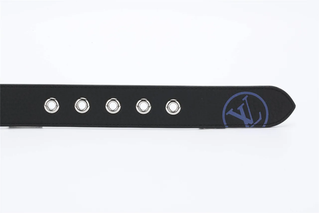 Louis Vuitton LV Circle Black Pebbled Leather Belt 9