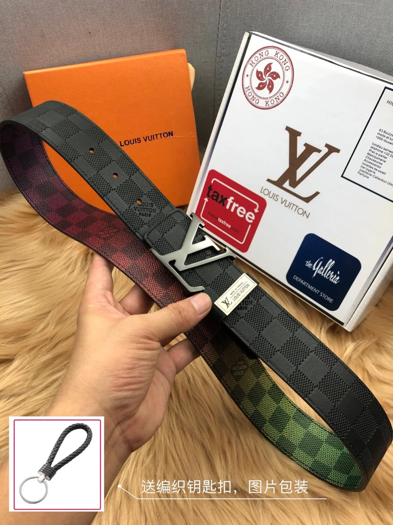 Louis Vuitton LV Initiales Belt Blue Black Reversible Woven Check Pattern Metal Buckle Leather Belt 4