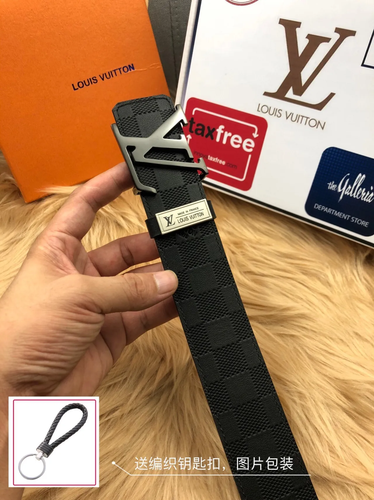 Louis Vuitton LV Initiales Belt Blue Black Reversible Woven Check Pattern Metal Buckle Leather Belt 8