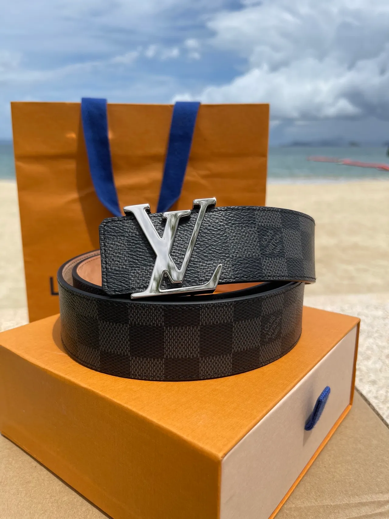 Louis Vuitton LV Initiales Black Damier Leather Belt 6