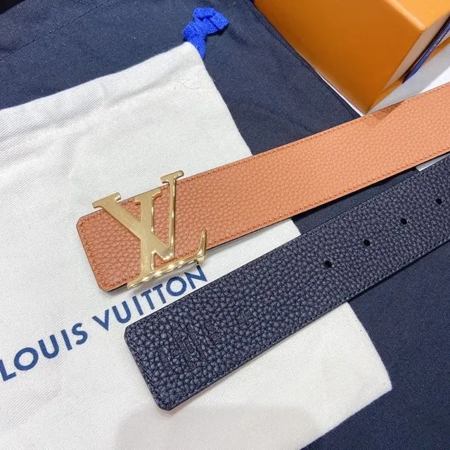 Louis Vuitton LV Initiales বাদামি এবং কালো চামড়ার বেল্ট 3