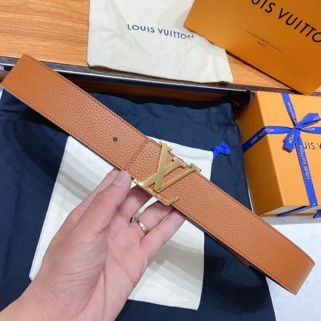 Louis Vuitton LV Initiales বাদামি এবং কালো চামড়ার বেল্ট 5