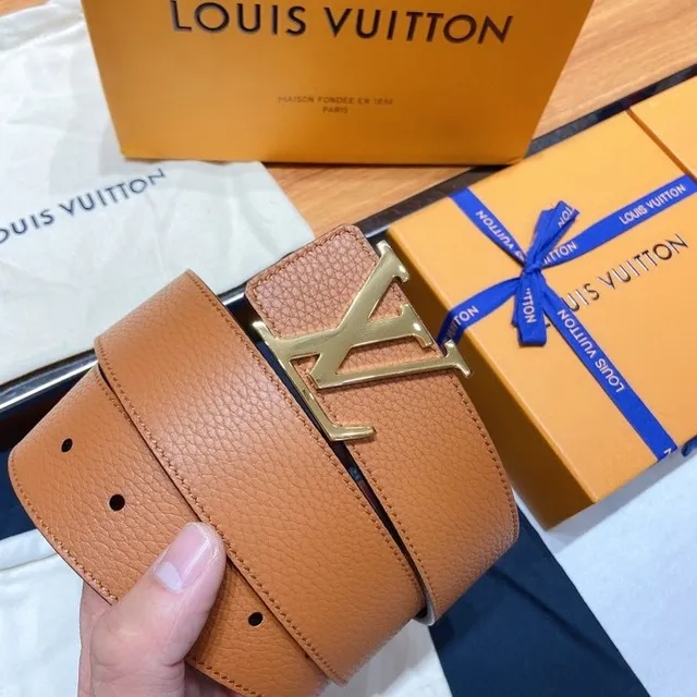 Louis Vuitton LV Initiales বাদামি এবং কালো চামড়ার বেল্ট 6