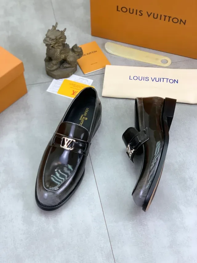 Louis Vuitton LV Loafer Black Patent Leather Metal Buckle Loafers 5