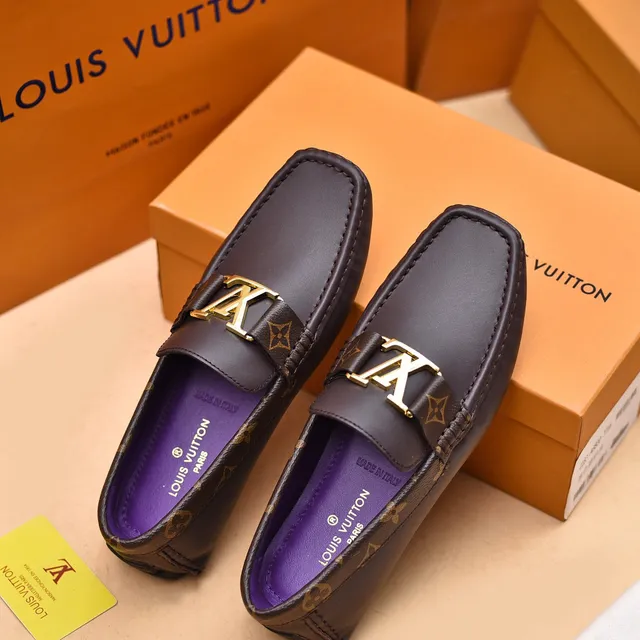Louis Vuitton LV Mocassins Marron Monogram Sangle Boucle Or Mocassins 2