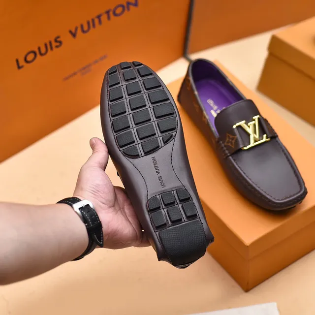Louis Vuitton LV Mocassins Marron Monogram Sangle Boucle Or Mocassins 5