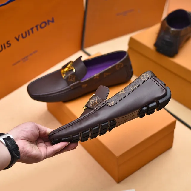 Louis Vuitton LV Mocassins Marron Monogram Sangle Boucle Or Mocassins 7