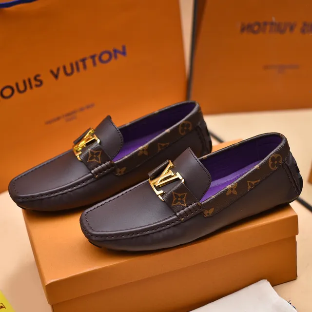 Louis Vuitton LV Mocassins Marron Monogram Sangle Boucle Or Mocassins 8