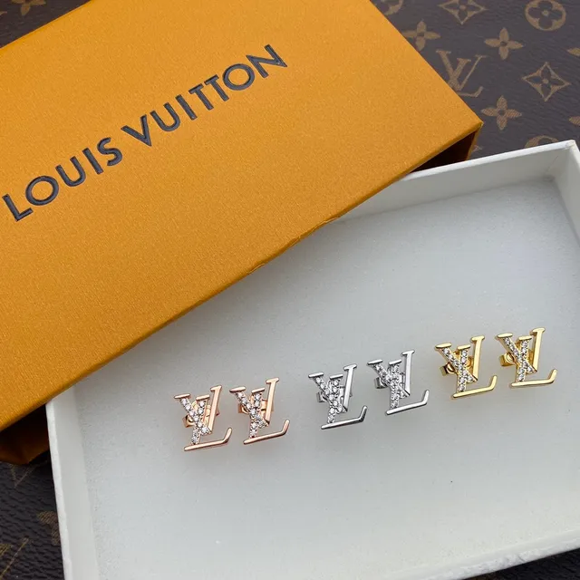 Louis Vuitton LV Monogram Pavé Crystal Rose Gold Stud Earrings 2