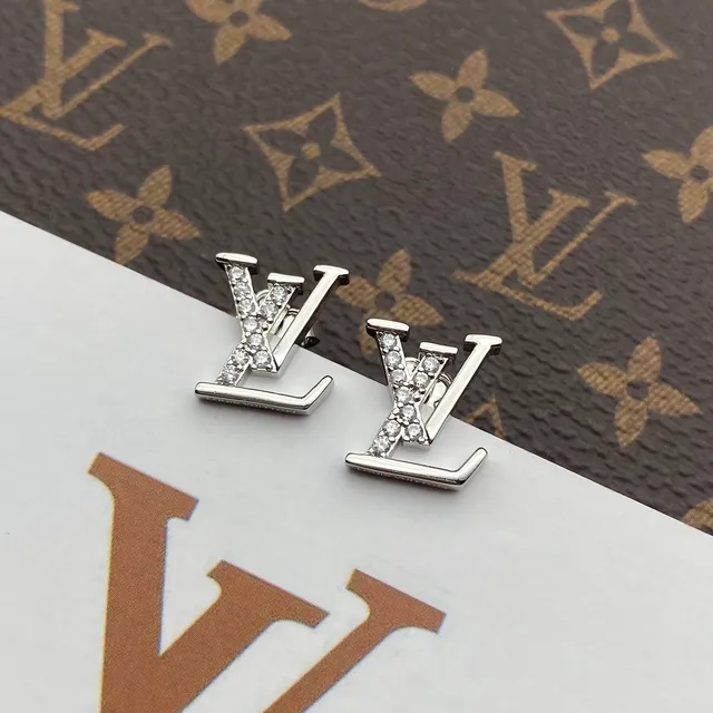 Louis Vuitton LV Monogram Pavé Crystal Rose Gold Stud Earrings 5