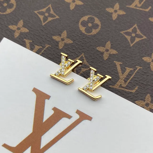 Louis Vuitton LV Monogram Pavé Crystal Rose Gold Stud Earrings 6