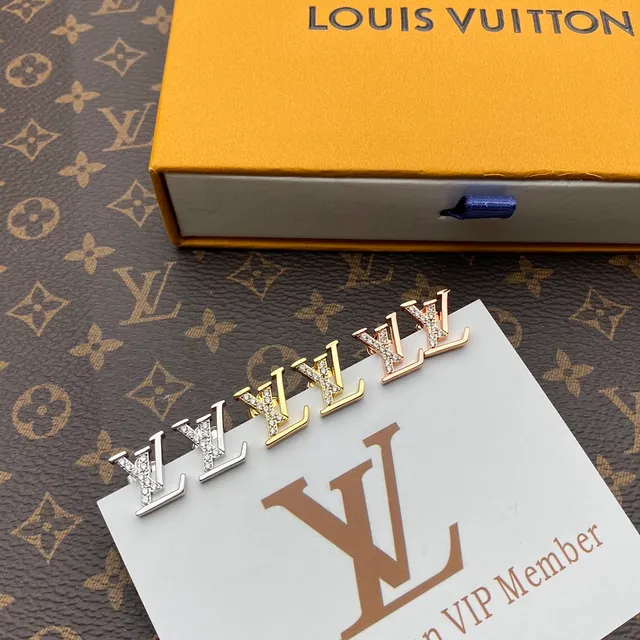 Louis Vuitton LV Monogram Pavé Crystal Rose Gold Stud Earrings 7