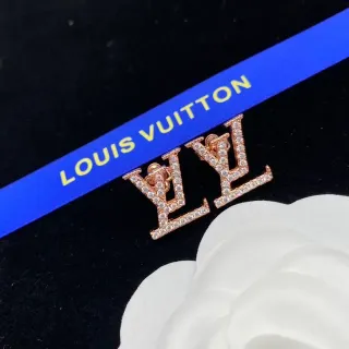 Louis Vuitton LV Monogram Pavé Crystal Rose Gold-Tone Stud Earrings