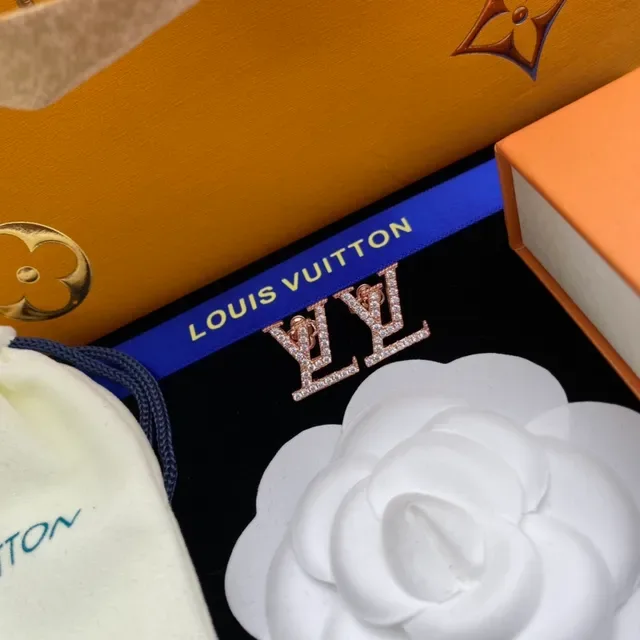 Louis Vuitton LV Monogram Pavé Crystal Rose Gold-Tone Stud Earrings 3