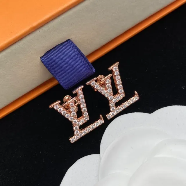 Louis Vuitton LV Monogram Pavé Crystal Rose Gold-Tone Stud Earrings 4