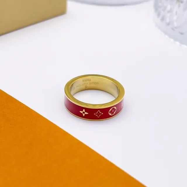 Louis Vuitton LV Ring Gold Multicolor Enameled Band Metal Ring 3