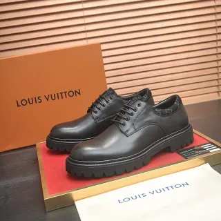 Louis Vuitton LV Trail Black Leather Chunky Lug Sole Oxford Shoes