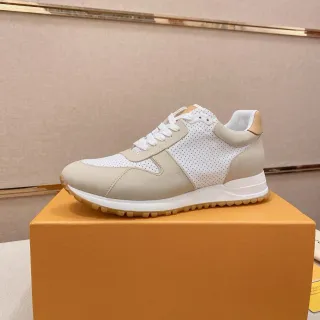 Louis Vuitton LV Trainer beige y blanco cuero perforado zapatillas lifestyle